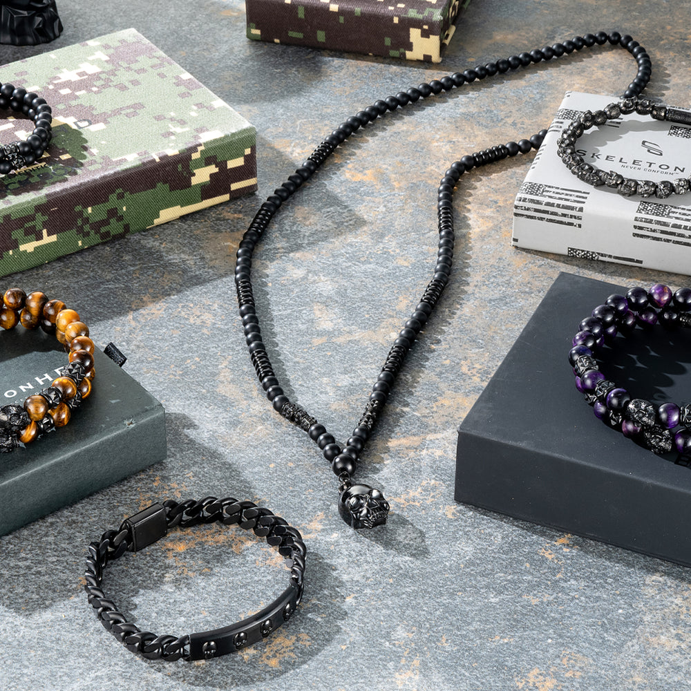 Long Skull Beaded Necklace by SkeletonHD