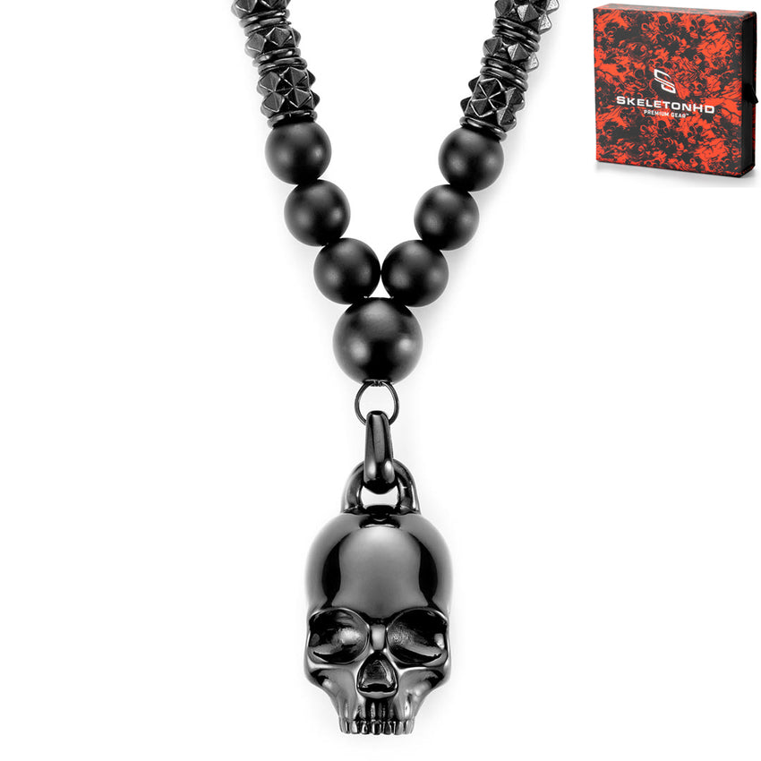 Memento Mori Long Skull Beaded Necklace (OCT)