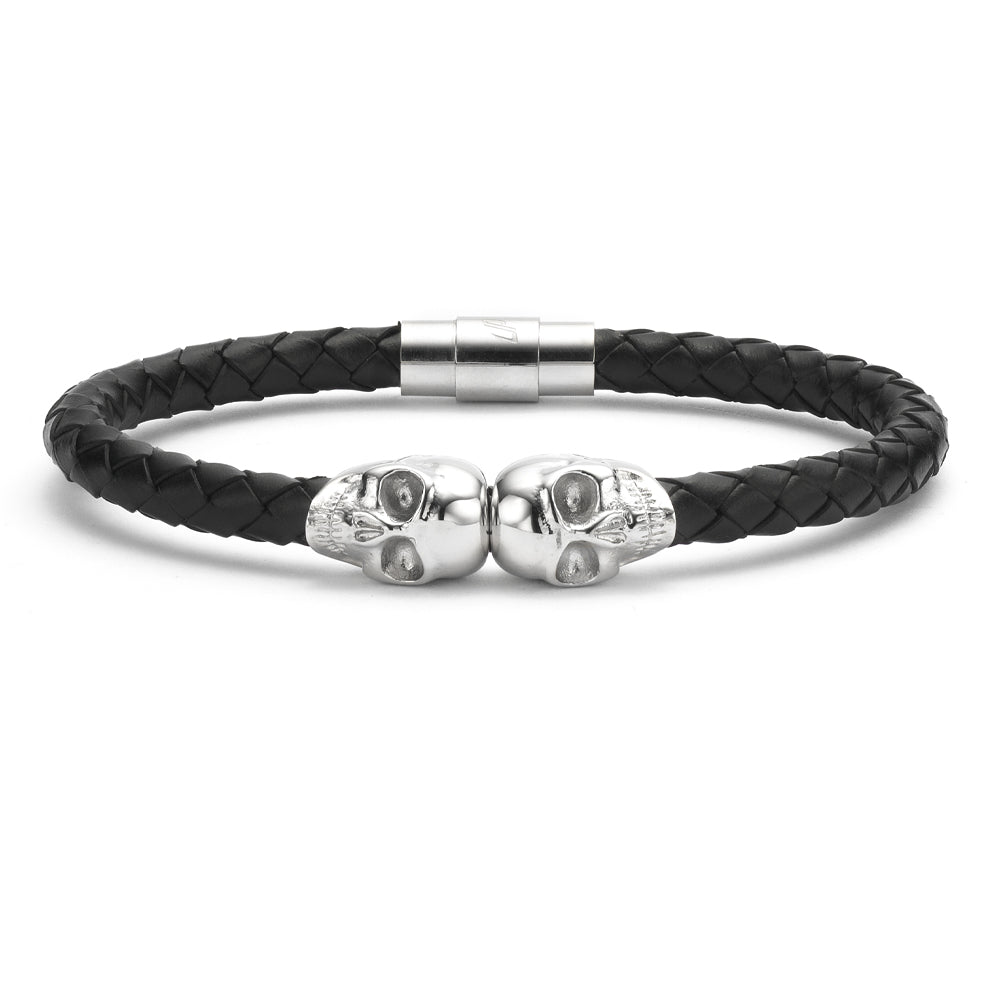 Roy | All Black Leather & Stainless Steel Wrap Bracelet